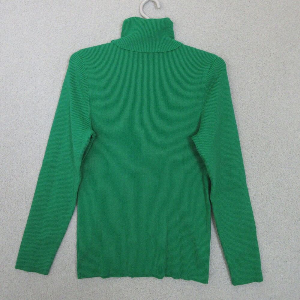 Ralph Lauren LRL Sweater Womens XL Green Ribbed Turtleneck Slim Long Sleeve - Picture 3 of 8